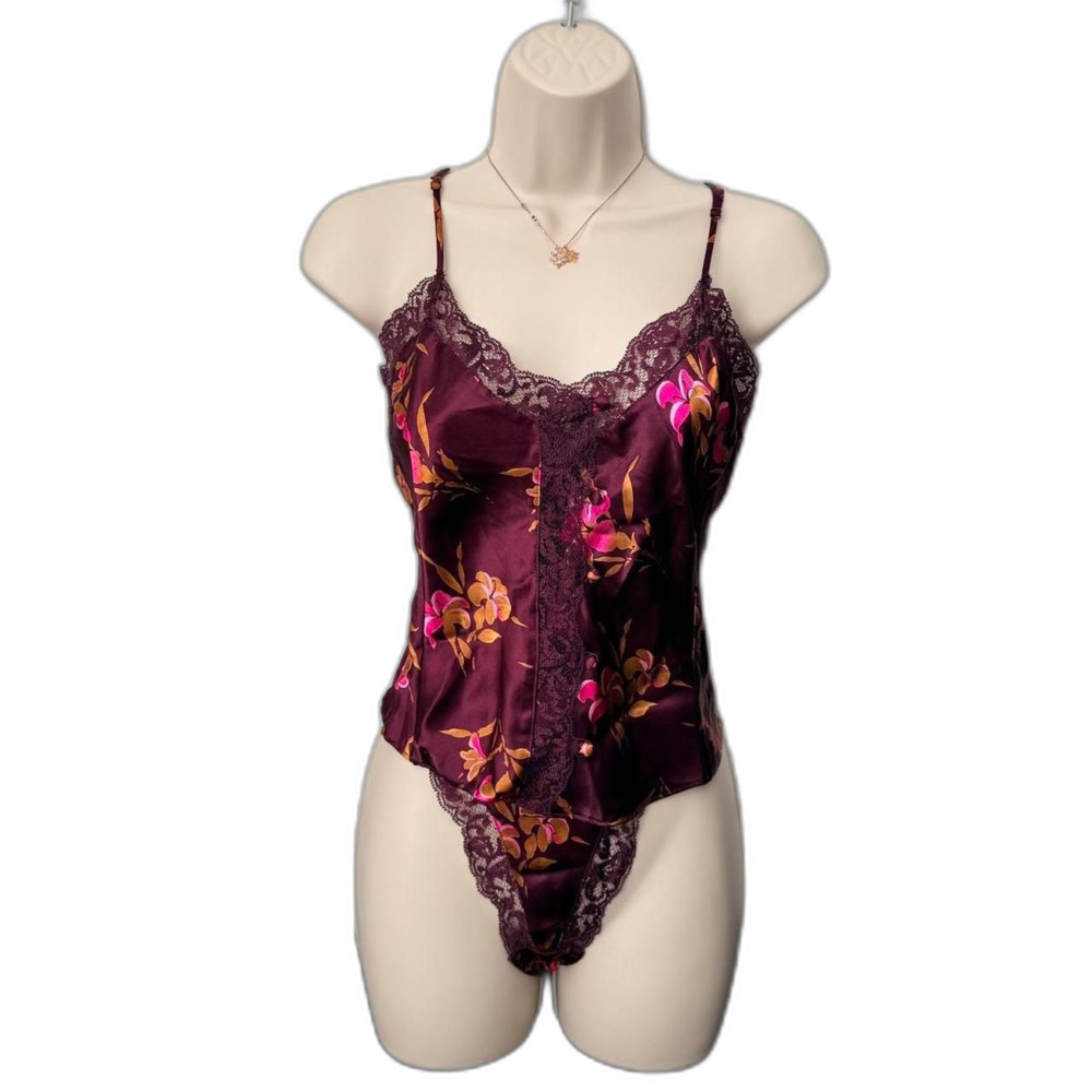Vintage Victoria Secret Burgundy Floral Lingerie … - image 2